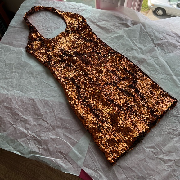 EUC VTG 80s halter sequin minidress handmade stretch small medium cocktail disco - Picture 3 of 15